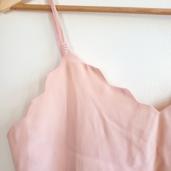 New MAJE Lunia 100% Scalloped Silk-Crepe Pale Pink Cami Top NWT Size 8 US/Large - Picture 10 of 13